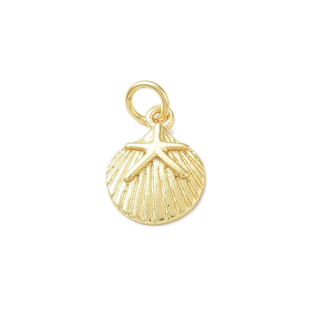 18k Gold Plated Brass Shell Starfish Charm