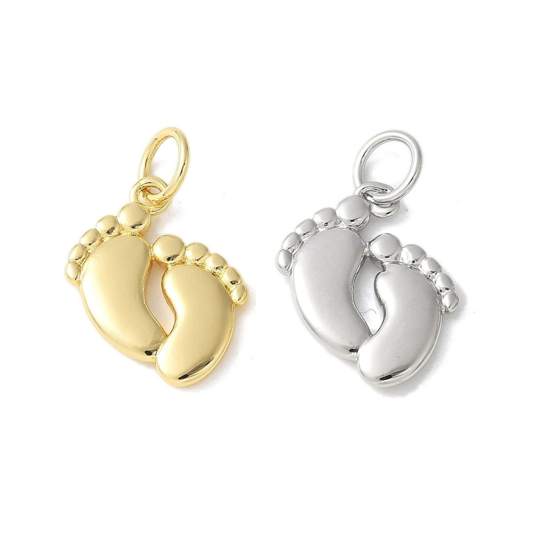 18k Gold Plated Brass Baby Feet Charm