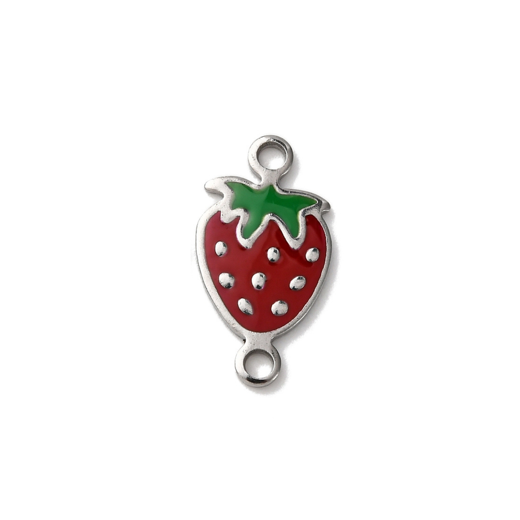 18k Gold Ion Plated Stainless Steel Strawberry Connector Charm