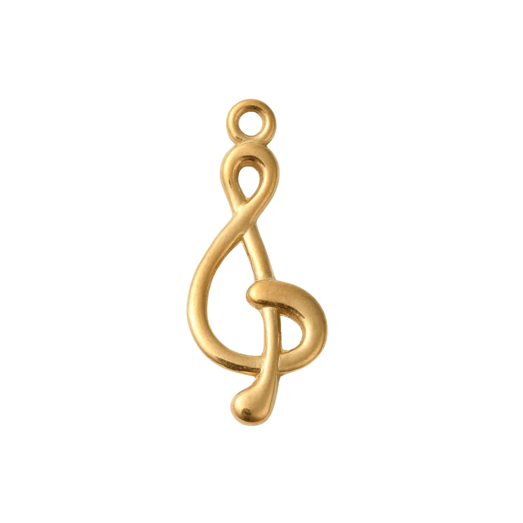 Gold Stainless Steel Music Note Charm