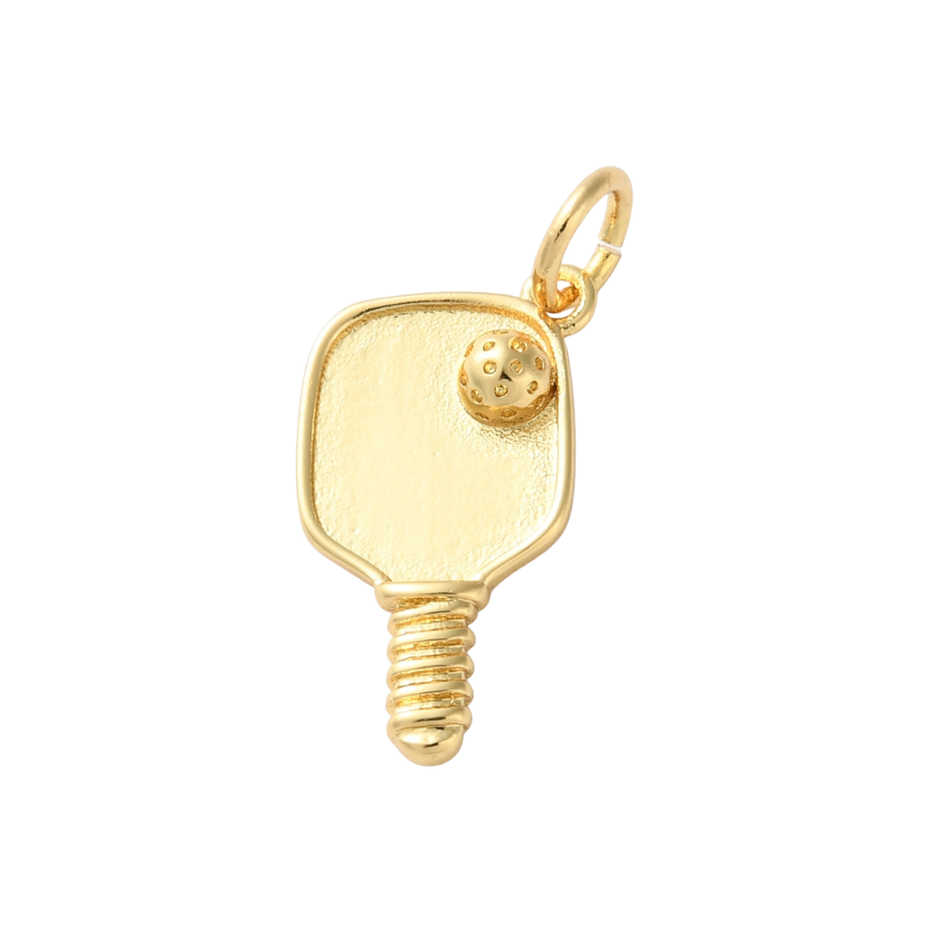 18k Gold Plated Brass Pickleball Charm