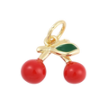18k Gold Plated Brass Cherry Charm