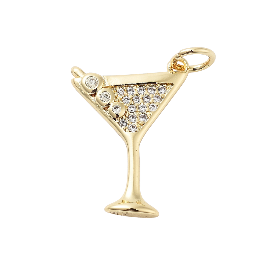 18k Gold Plated Brass Martini Charm