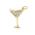 18k Gold Plated Brass Martini Charm