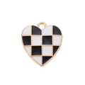 Gold Alloy Black Checkered Heart Charm