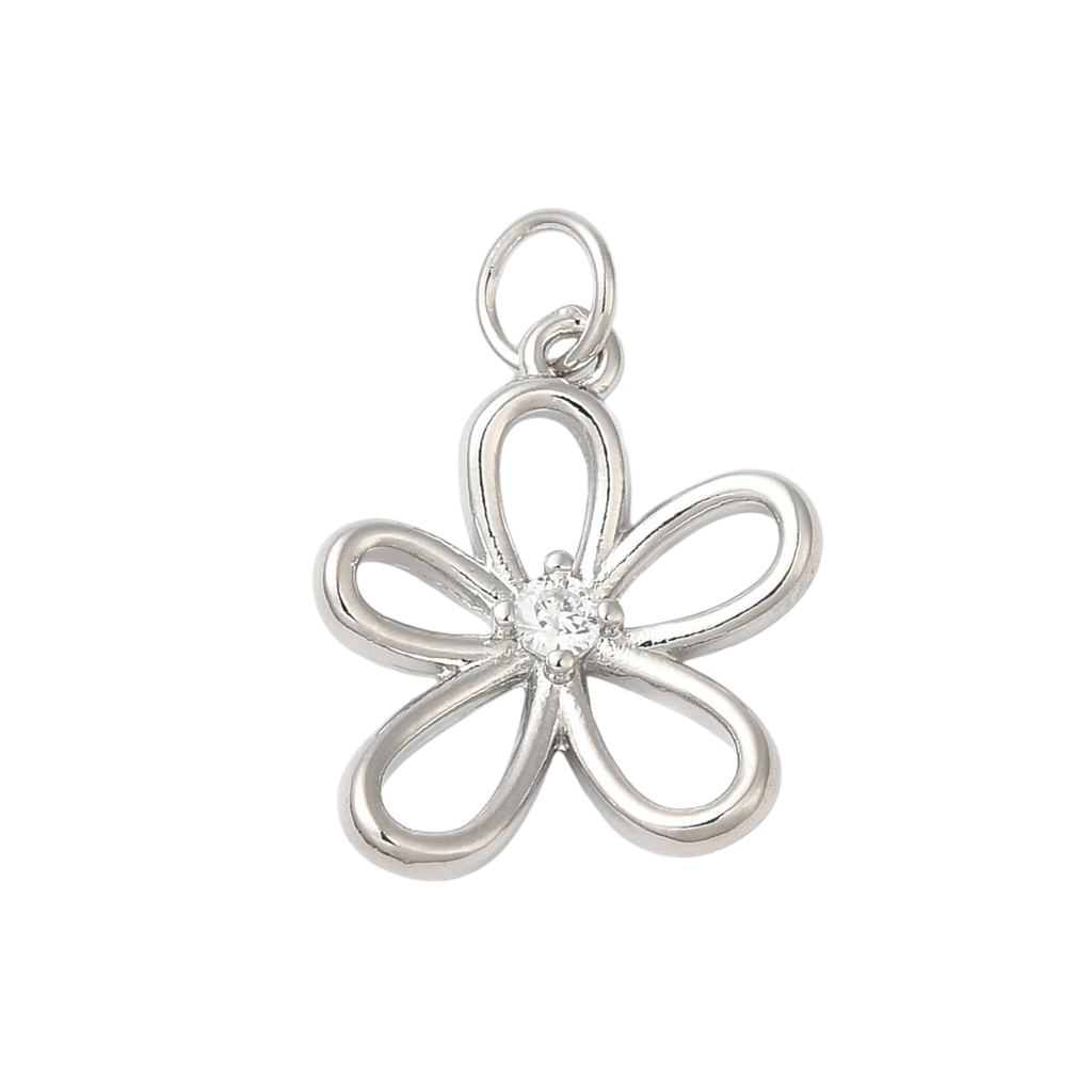 Brass Silver Flower Charm