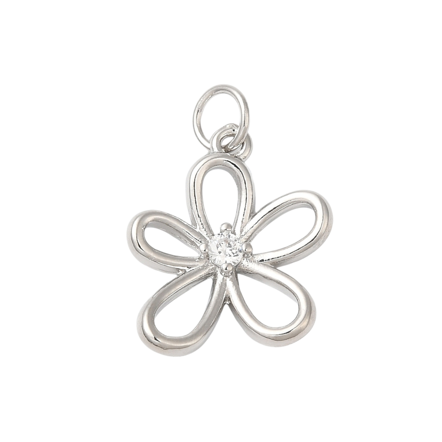 Brass Silver Flower Charm
