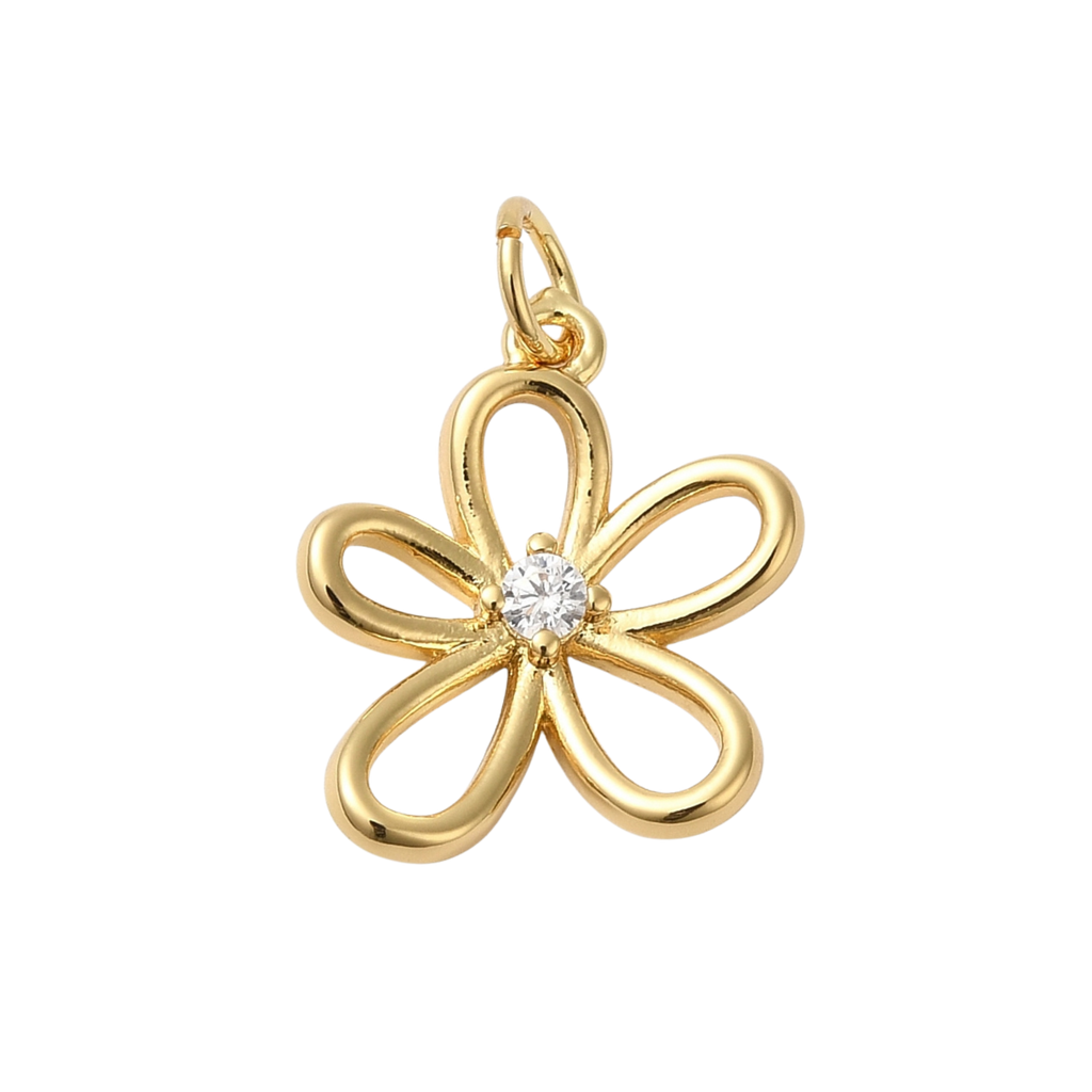18k Gold Plated Brass Flower Charm