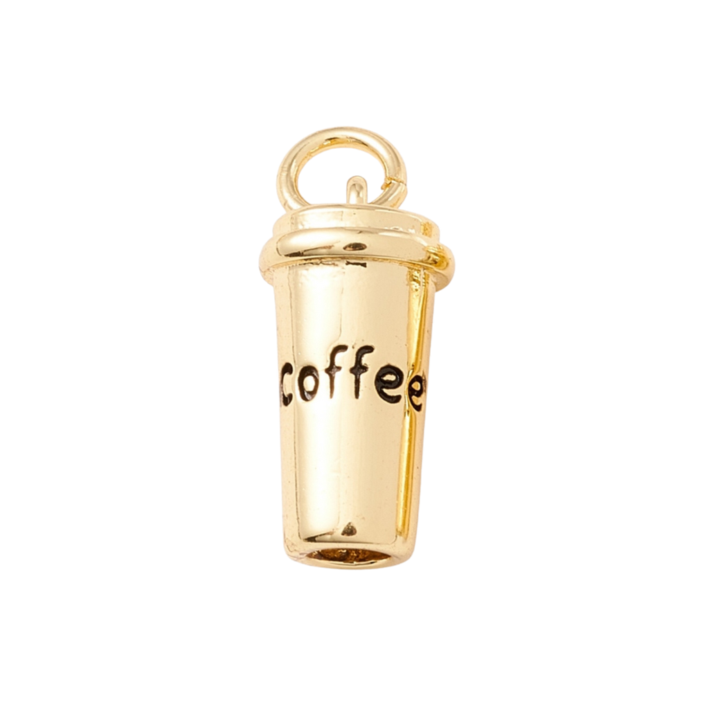18k Gold Plated Brass Coffee Cup Charm