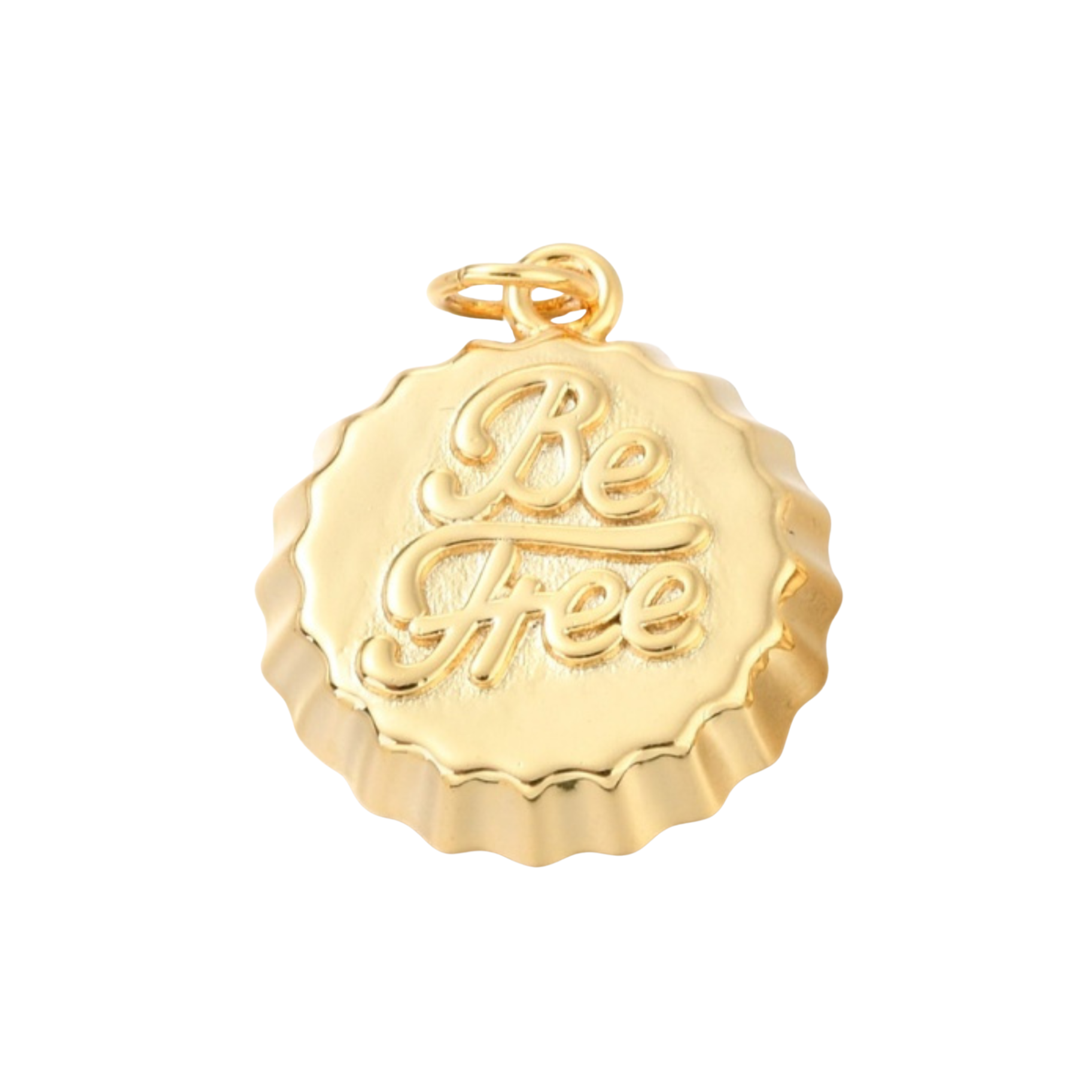 18k Gold Plated Brass Be Free Bottle Cap Charm
