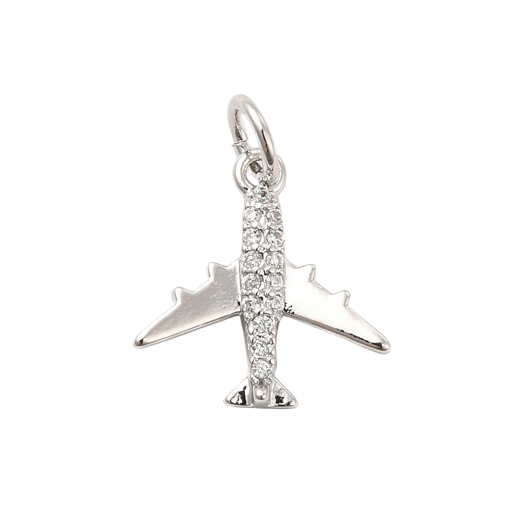 Brass Silver Airplane Charm