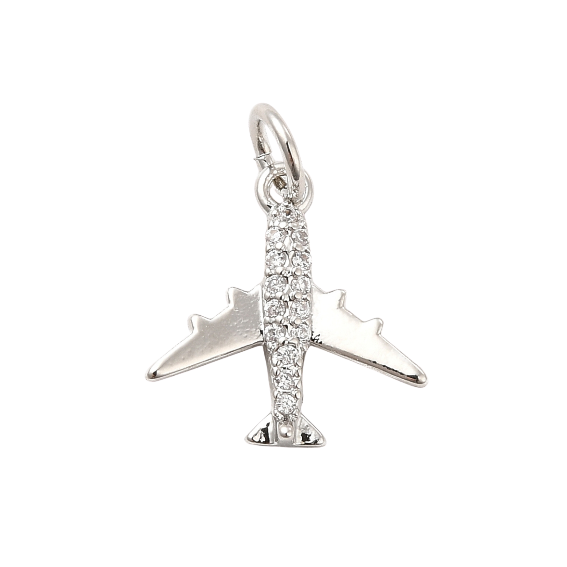 Brass Silver Airplane Charm