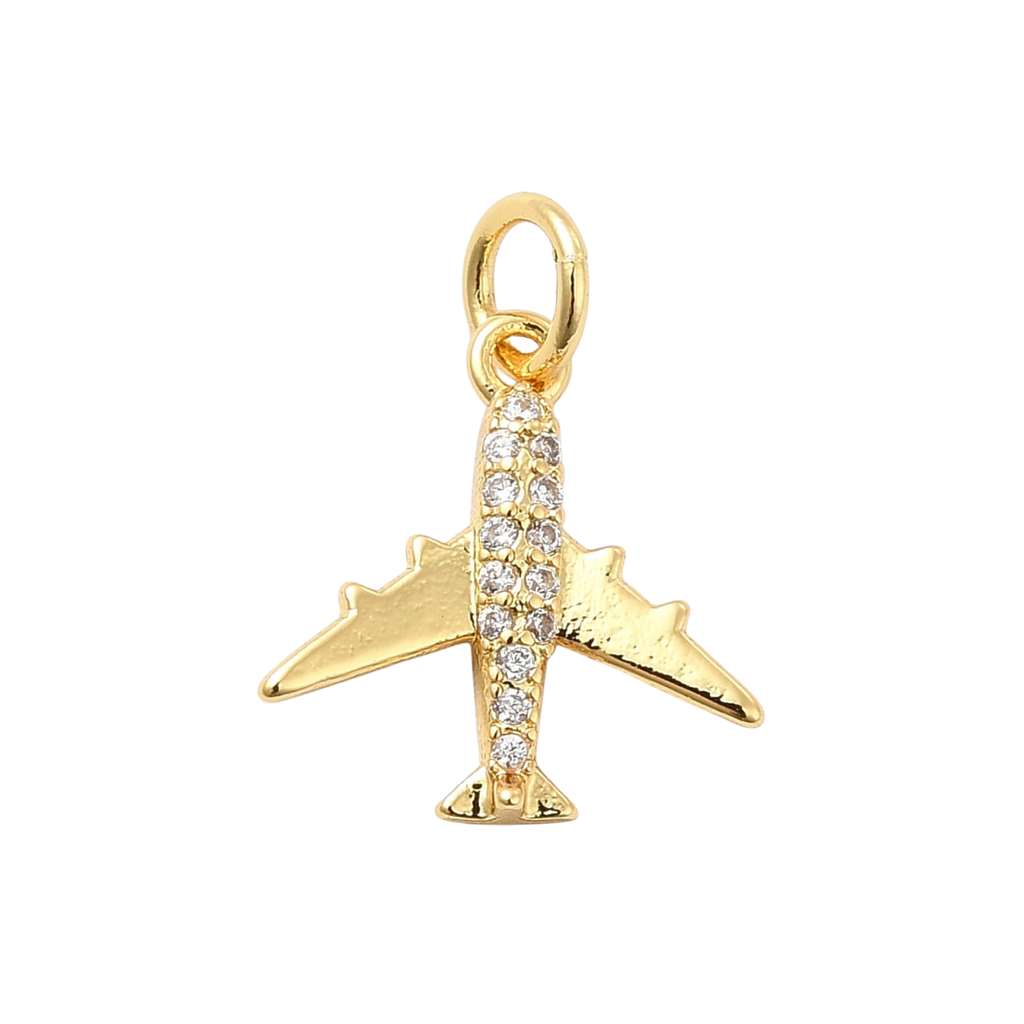 18k Gold Plated Brass Airplane Charm