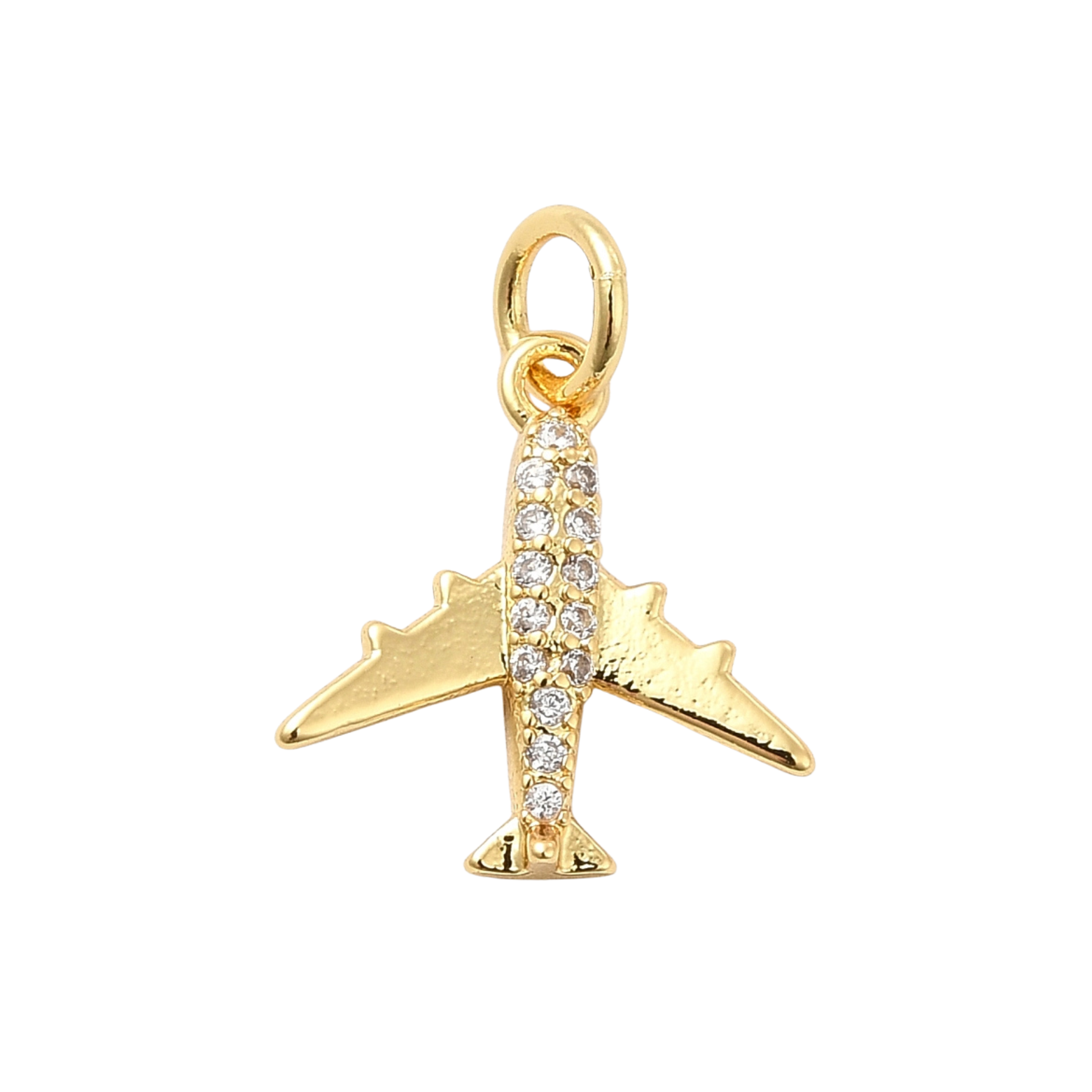18k Gold Plated Brass Airplane Charm