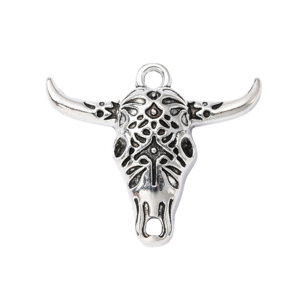 Silver Alloy Bullhead Charm