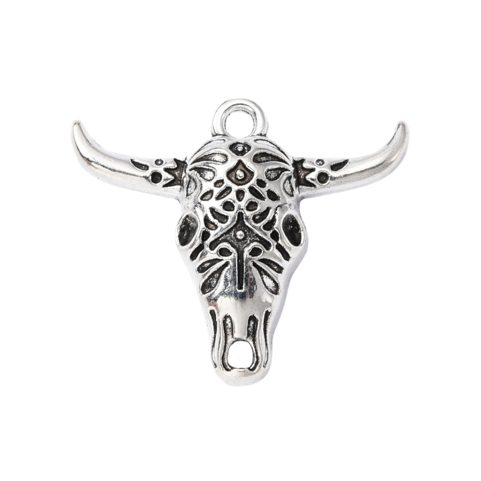 Silver Alloy Bullhead Charm