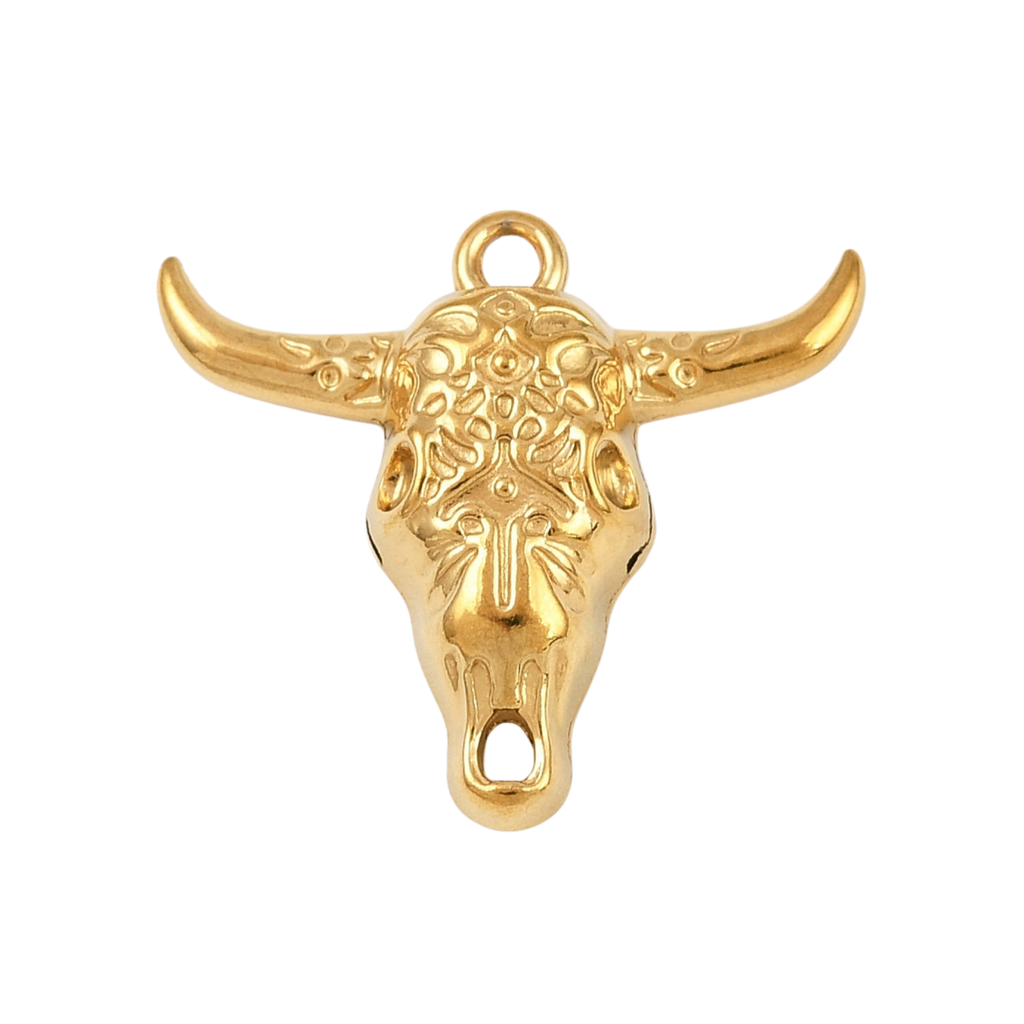 18k Gold PVD Stainless Steel Bullhead Charm