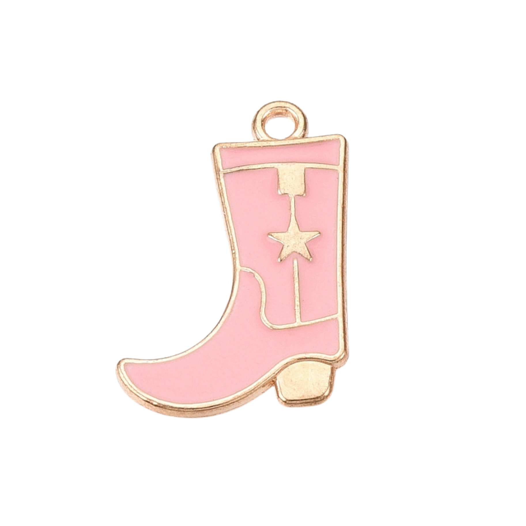 Gold Alloy Pink Cowboy Boot Charm