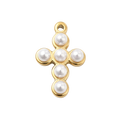 18k Gold PVD Stainless Steel Pearl Cross Charm