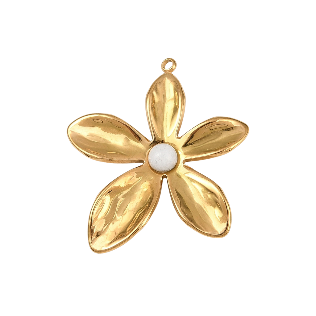 18k Gold Plated Stainless Steel Plumeria Flower Charm