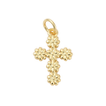 18k Gold Plated Brass Daisy Cross Charm