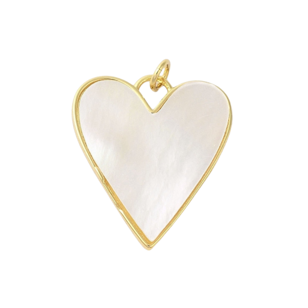 18k Gold Plated Brass Mother of Pearl Heart Charm