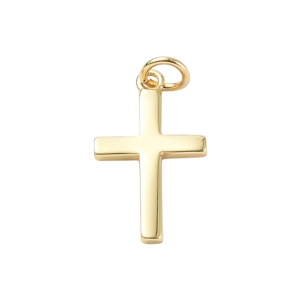 18k Gold Plated Brass Cross Charm