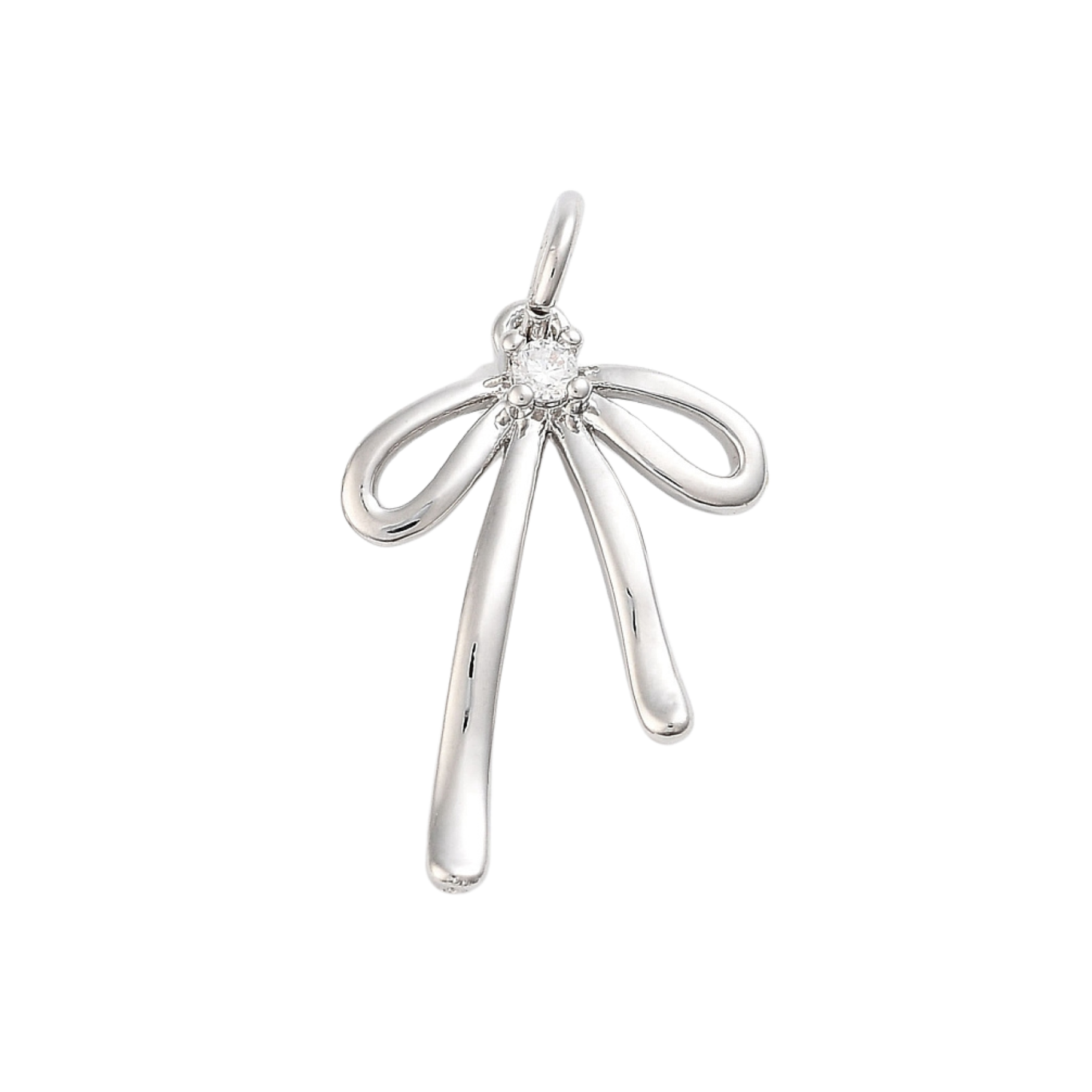 Silver Brass Bow Charm