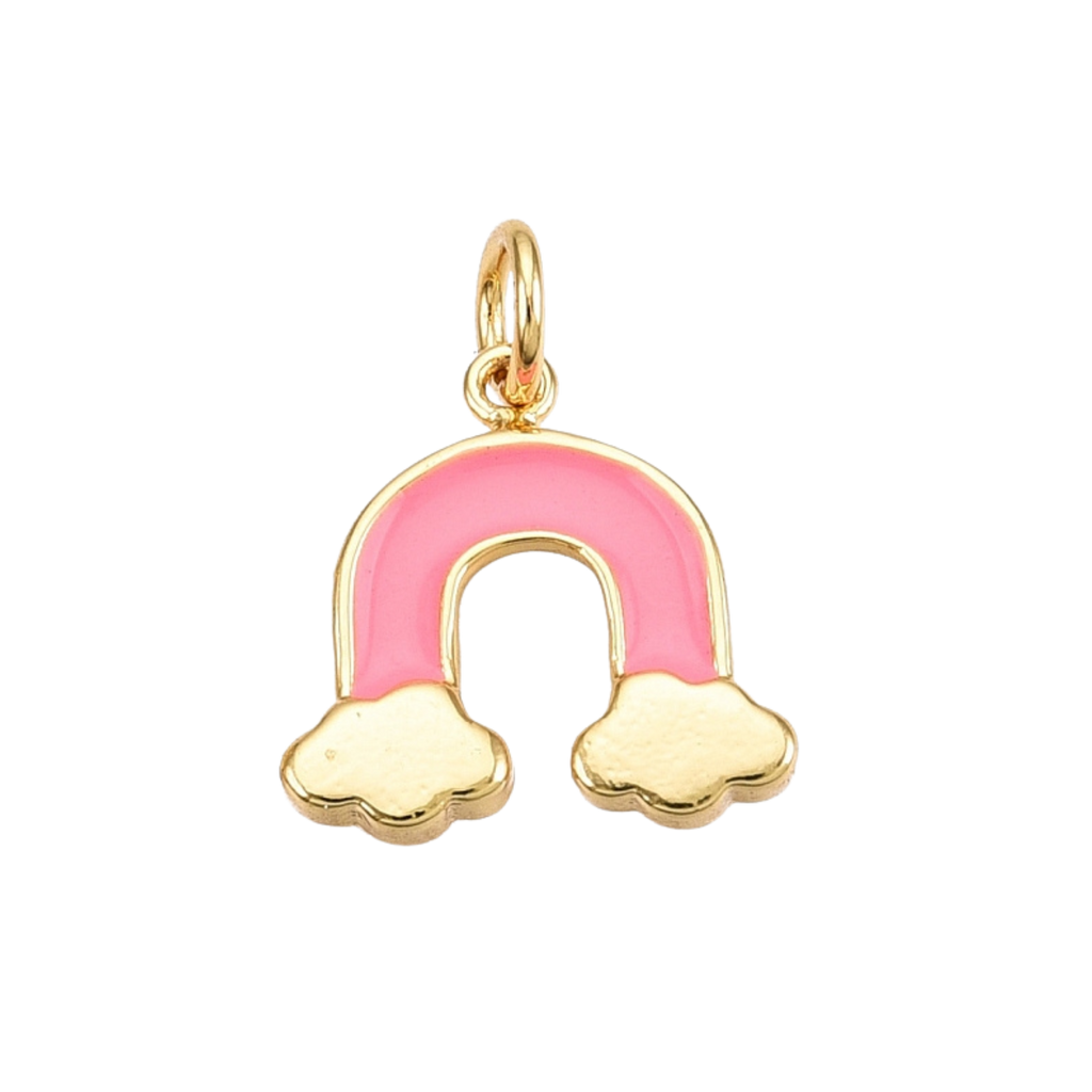 18k Gold Plated Brass Pink Rainbow Charm