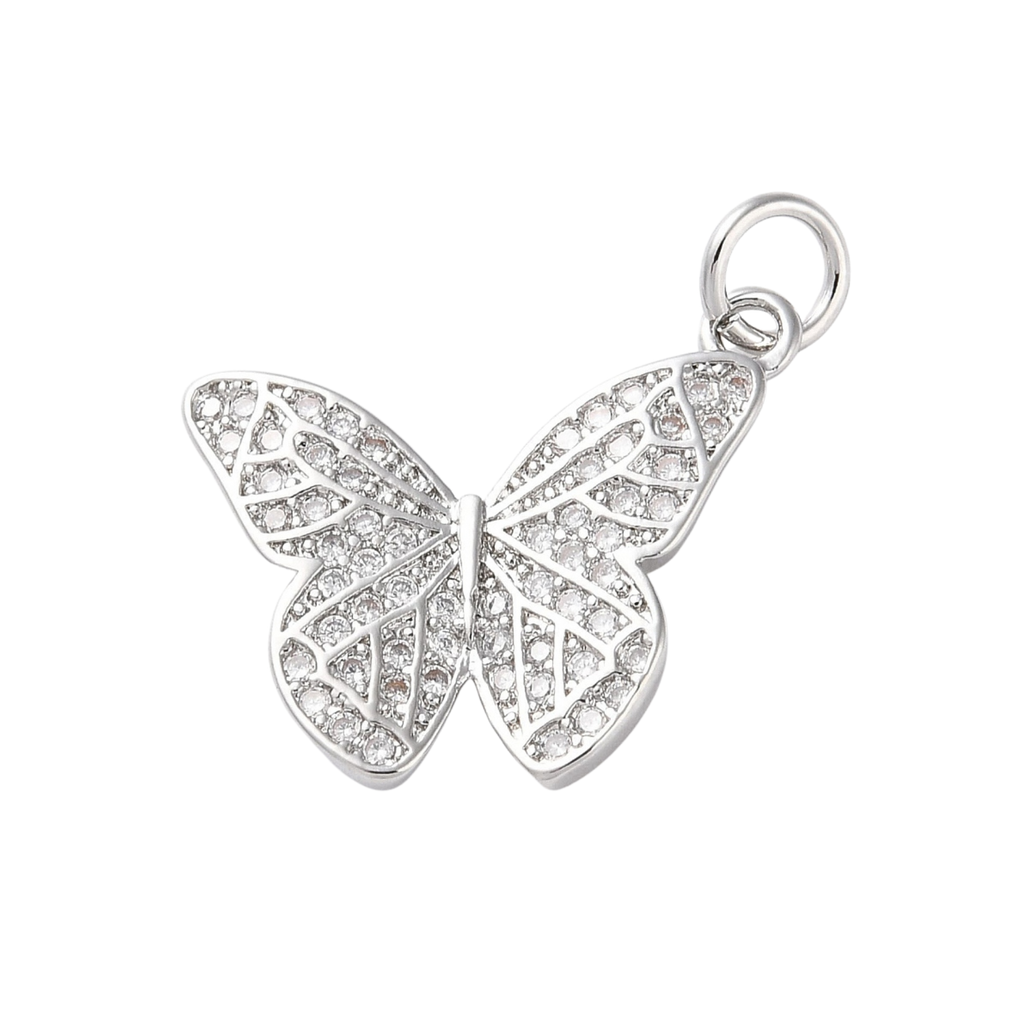 Silver Brass Butterfly Charm