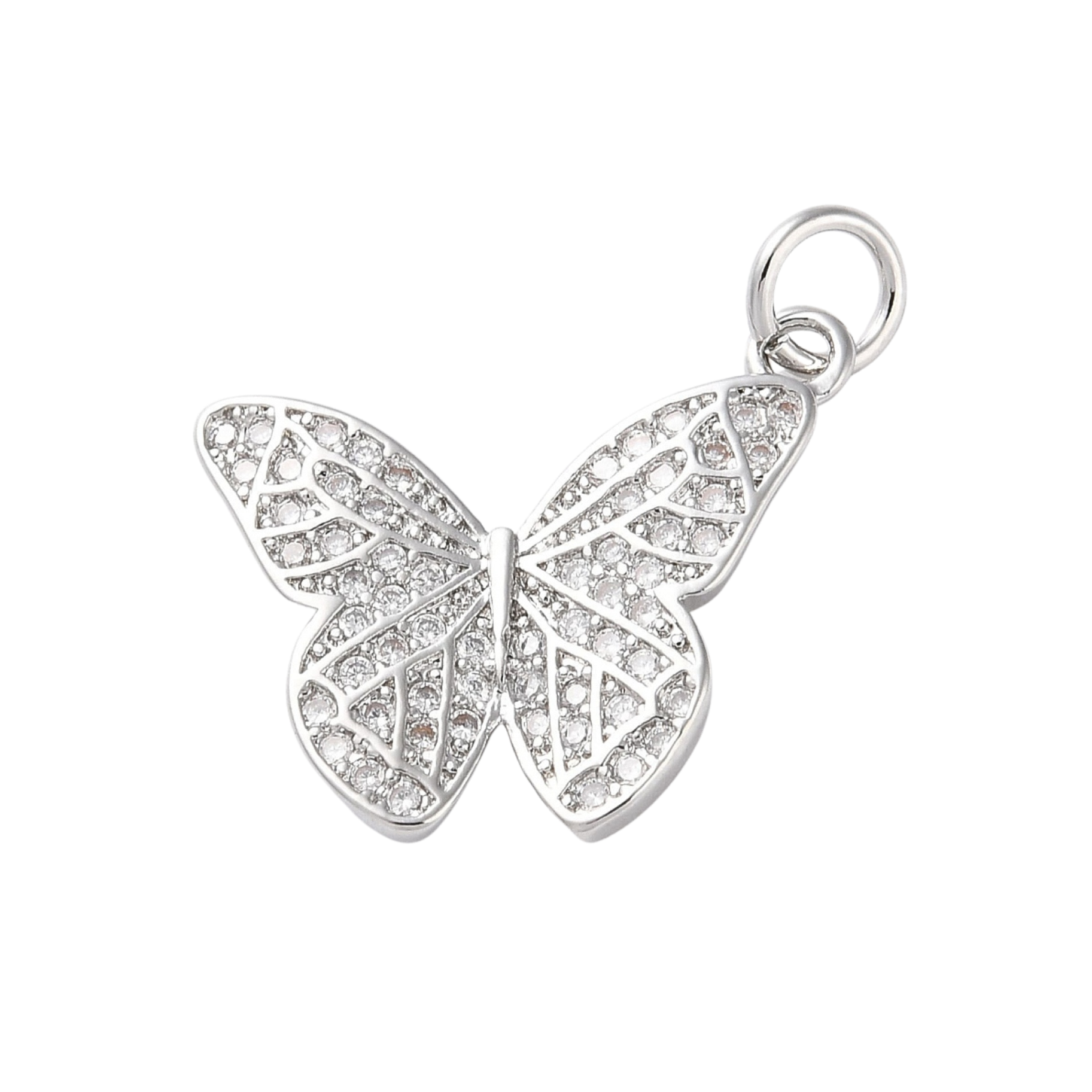 Silver Brass Butterfly Charm