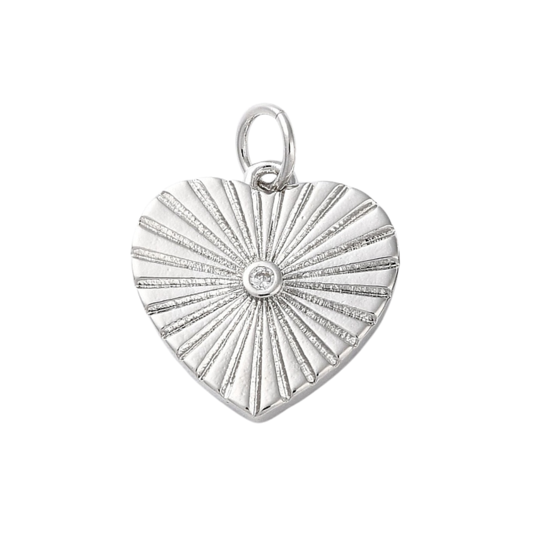 Silver Brass Diamond Heart Charm