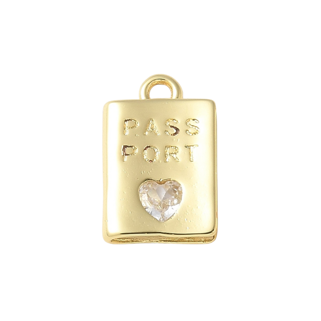 18k Gold Plated Brass Passport Charm