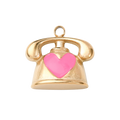 18k Gold PVD Stainless Steel Telephone Heart Charm