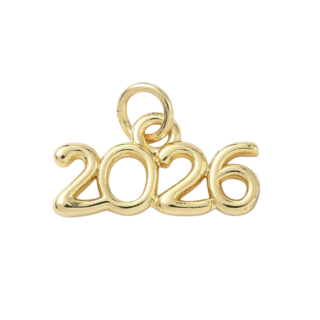 18k Gold Plated Brass Year 2026 Charm