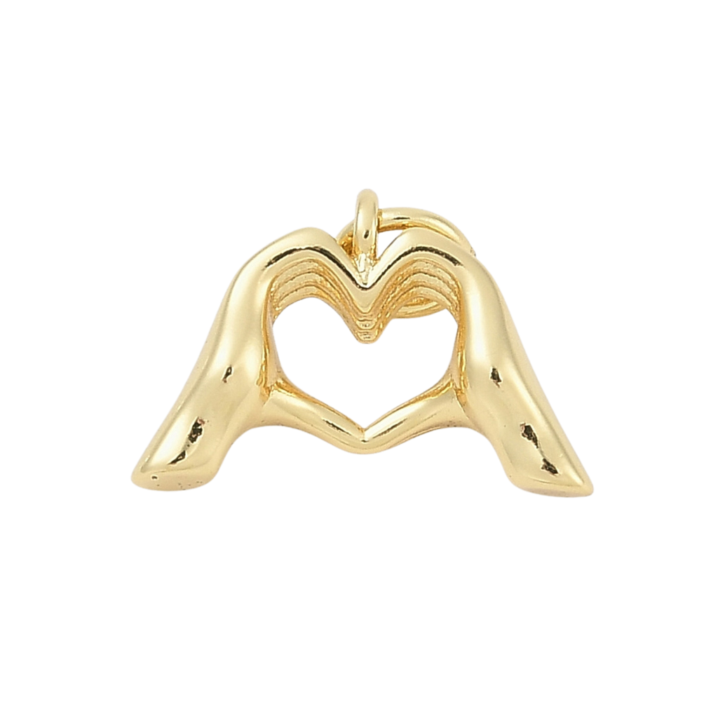18k Gold Plated Brass Heart Hands Charm
