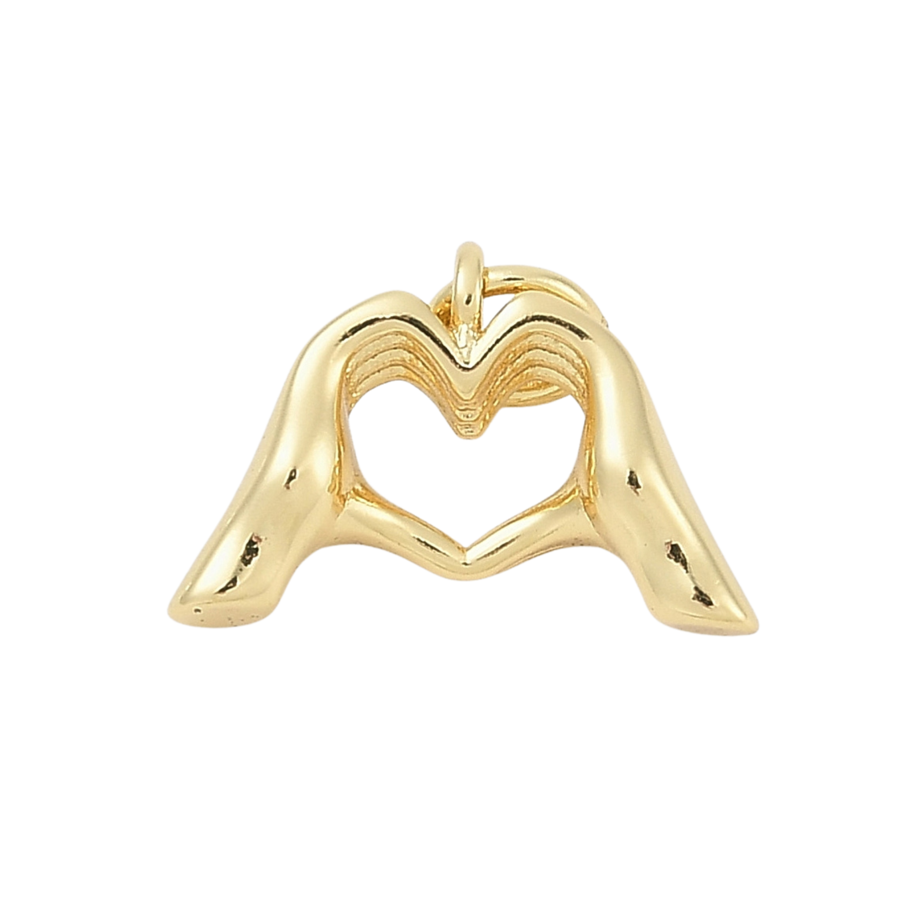 18k Gold Plated Brass Heart Hands Charm