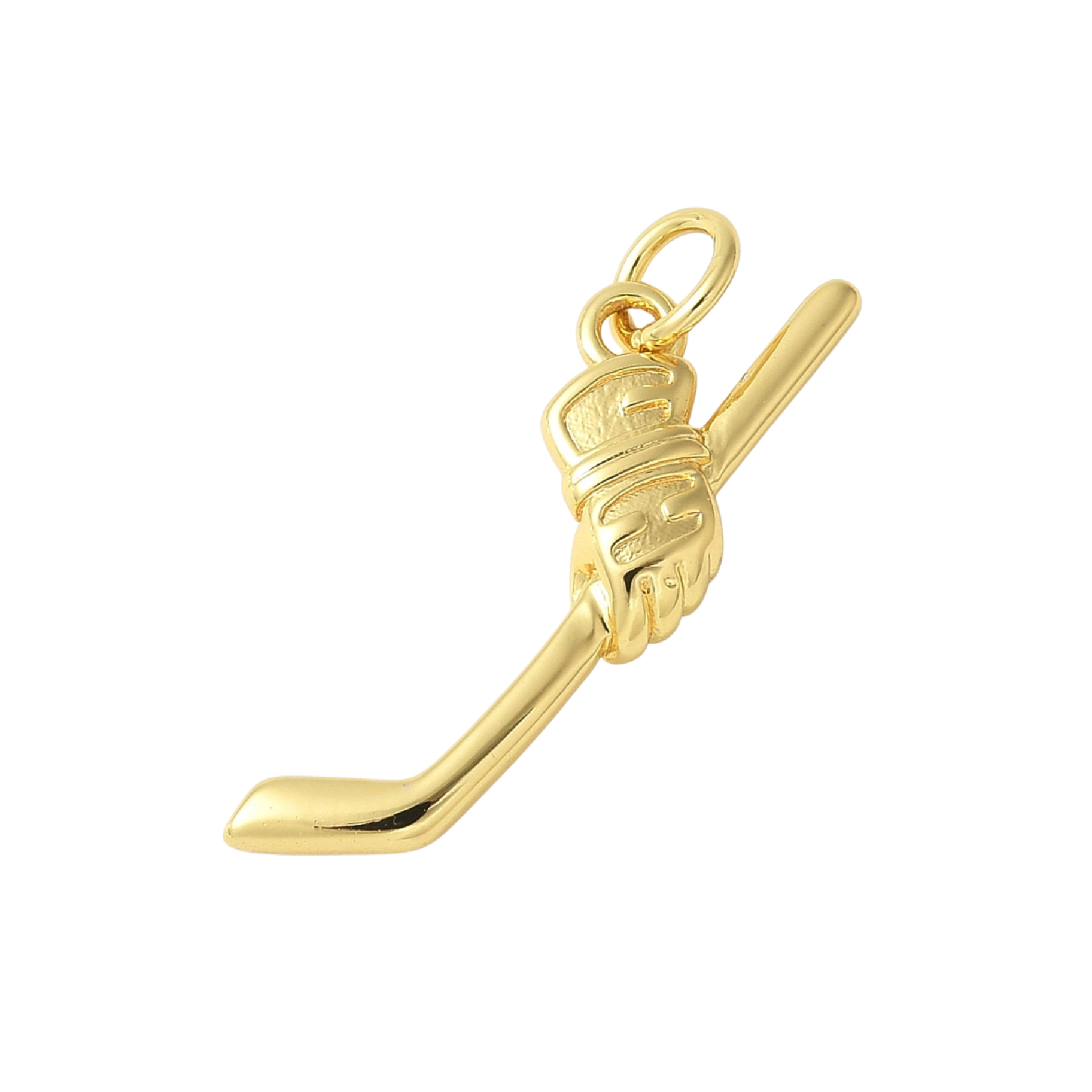 18k Gold Plated Brass Hockey Charm
