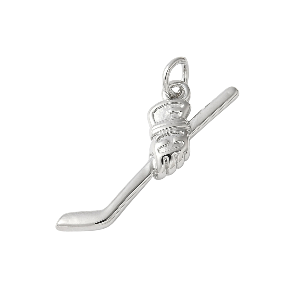 Silver Brass Hockey Charm
