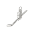 Silver Brass Hockey Charm