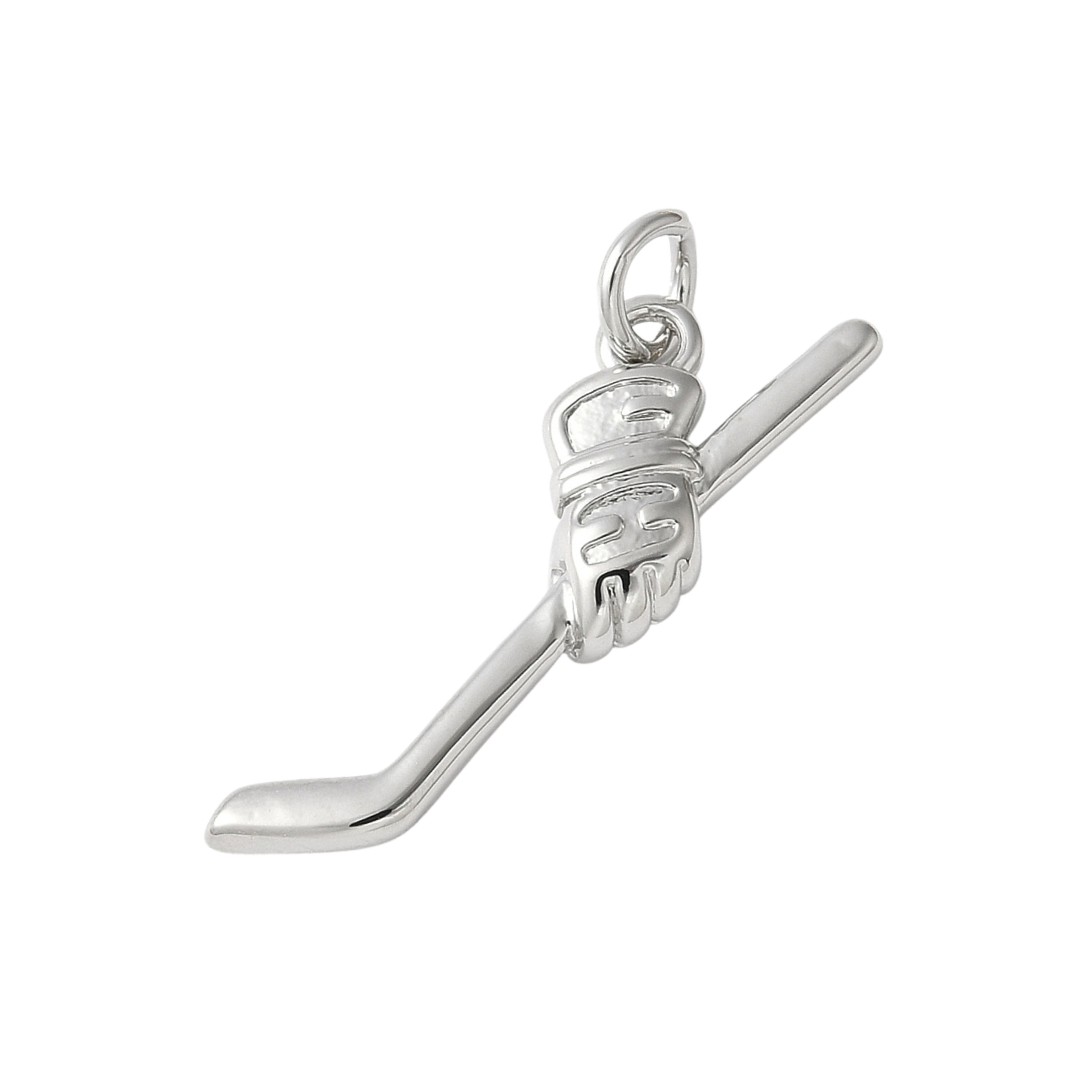 Silver Brass Hockey Charm