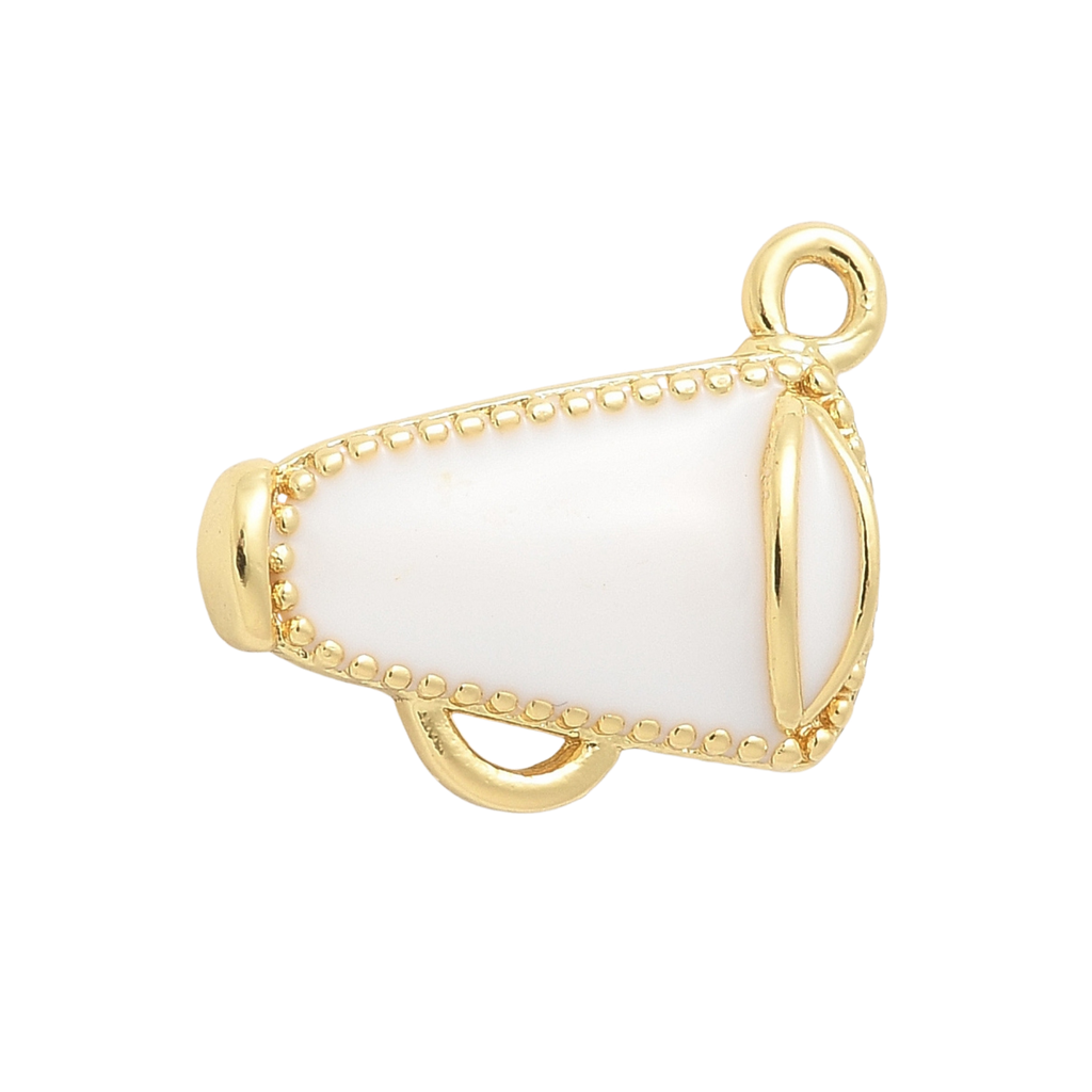 18k Gold Plated Brass White Megaphone Charm