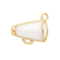 18k Gold Plated Brass White Megaphone Charm
