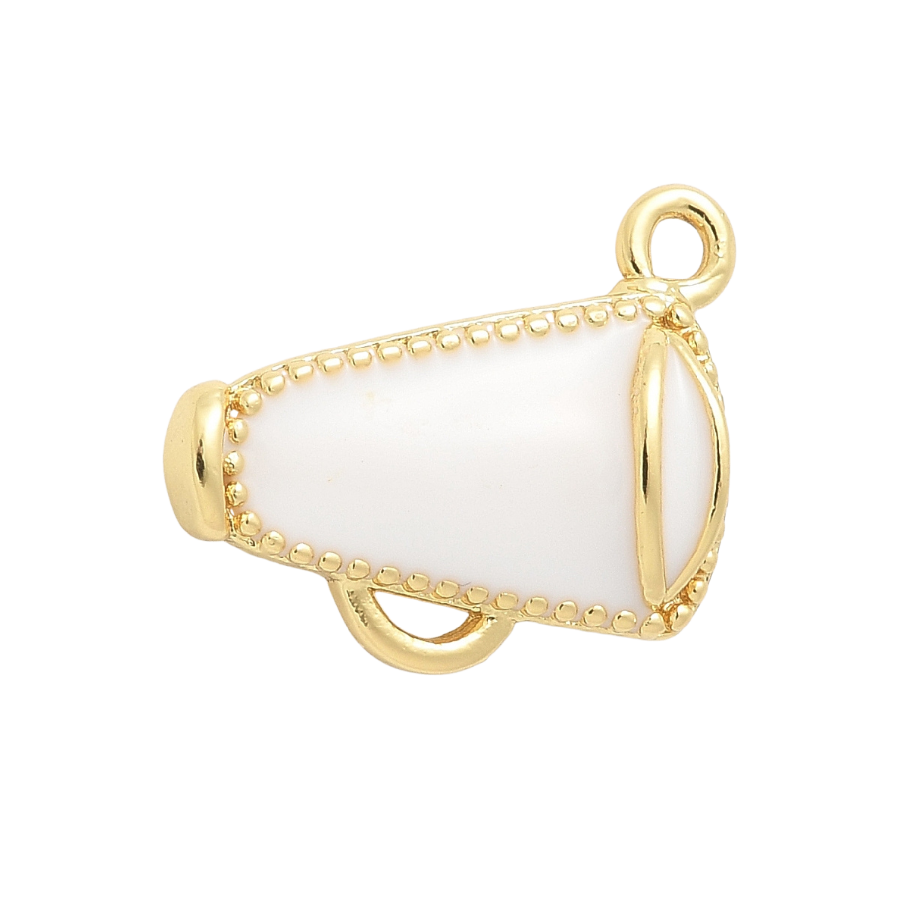 18k Gold Plated Brass White Megaphone Charm