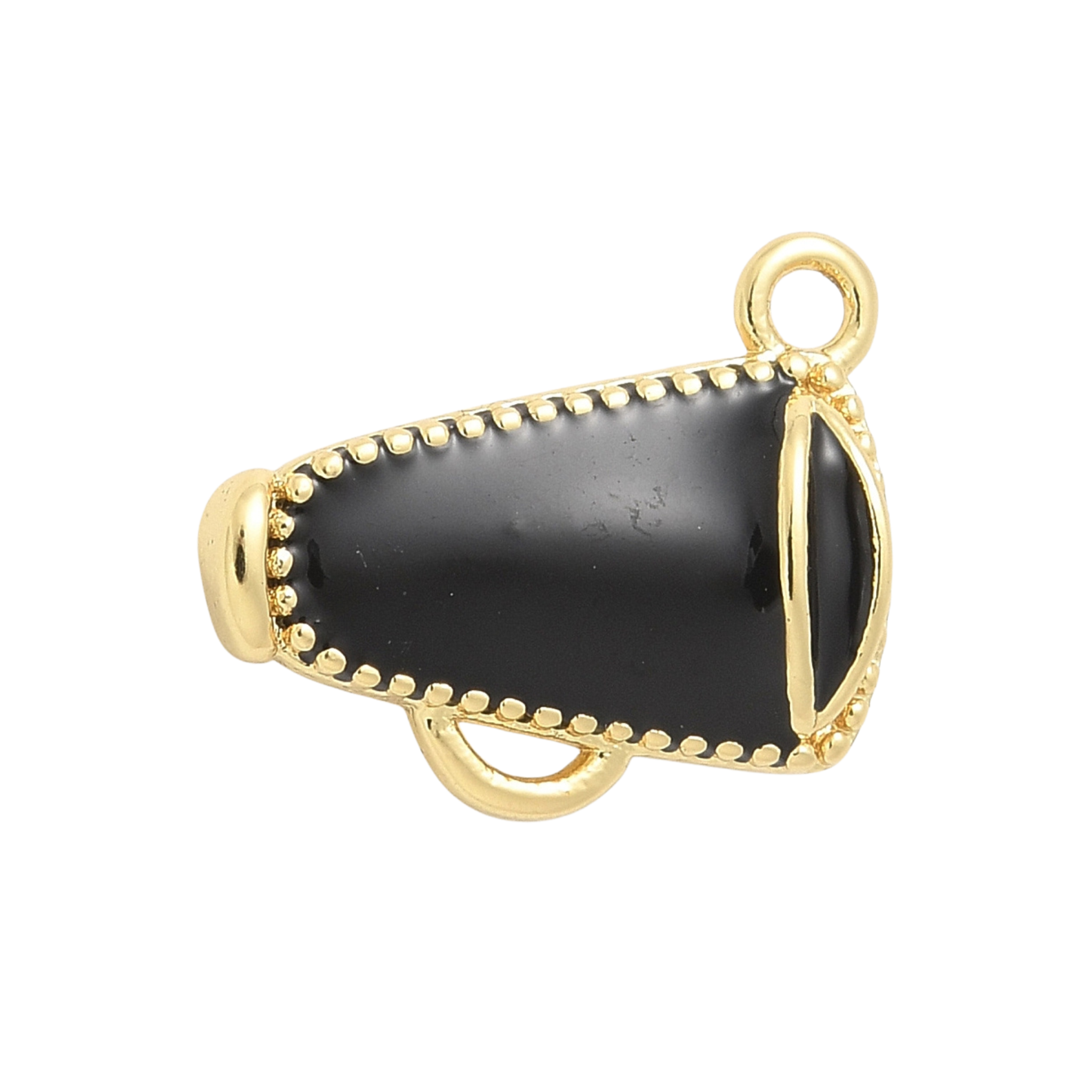 18k Gold Plated Brass Black Megaphone Charm