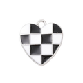 Silver Alloy Checkered Heart Charm