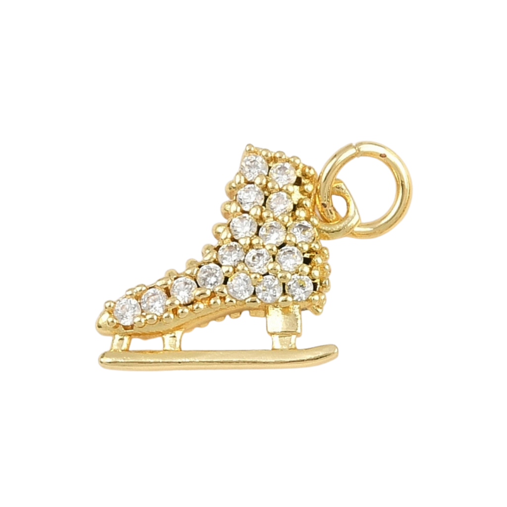 18k Gold Plated Brass Ice Skate Charm