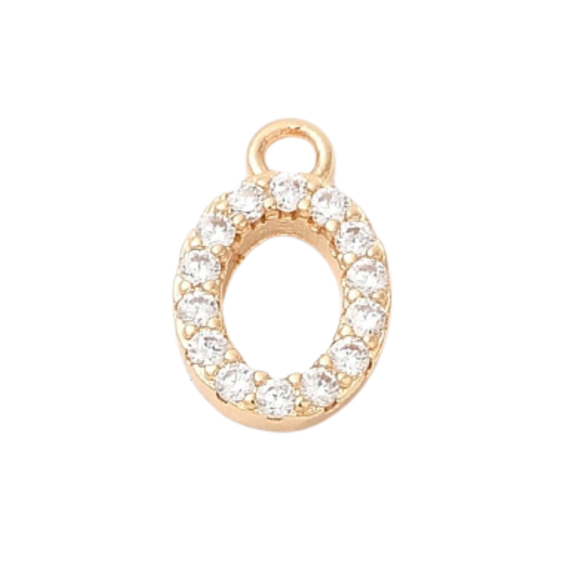 18k Gold Plated Brass Rhinestone Number Charm Individual Numbers