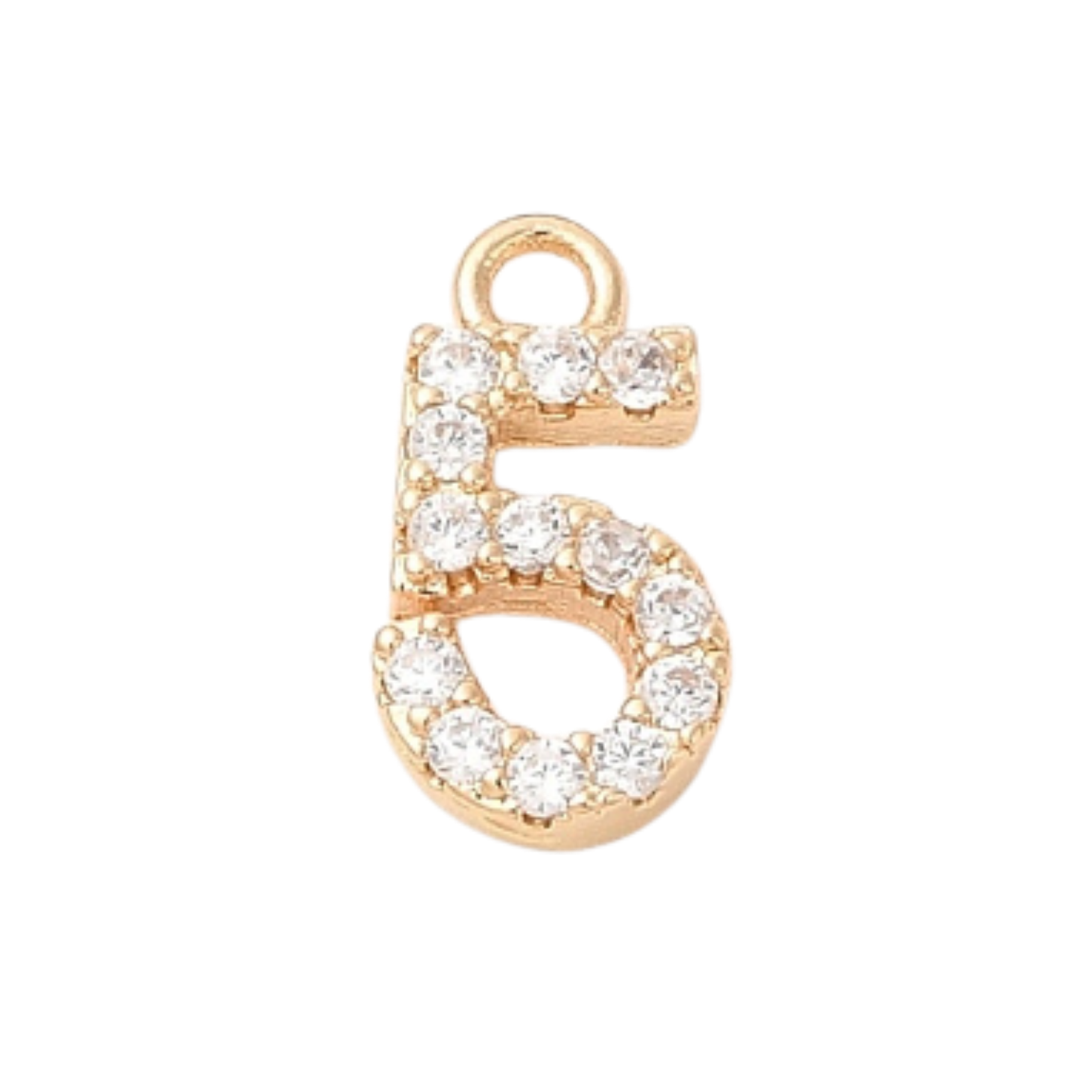 18k Gold Plated Brass Rhinestone Number Charm Individual Numbers