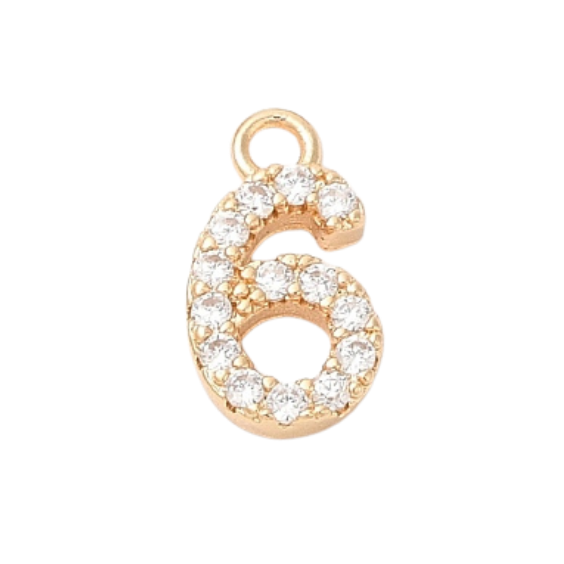 18k Gold Plated Brass Rhinestone Number Charm Individual Numbers